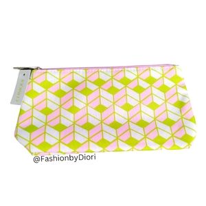 Clinique Makeup Bag Pink, lime green and white zipper cosmetic bag